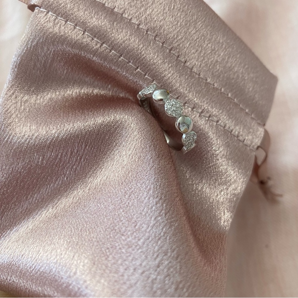 Sterling Silver 925 Tone Beaded Pavé Ring - Picture 3 of 4